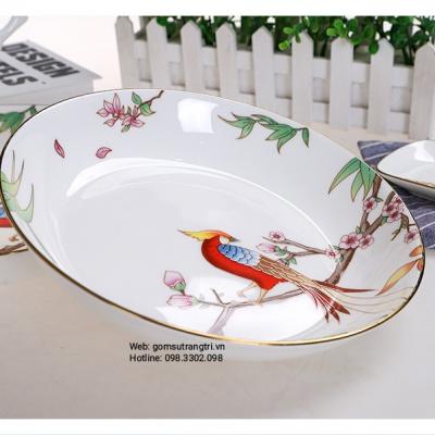 ĐĨA SỨ XƯƠNG CAO CẤP HỌA TIẾT CHIM HOA